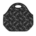 Silver Dragonfly Pattern Print Neoprene Lunch Bag