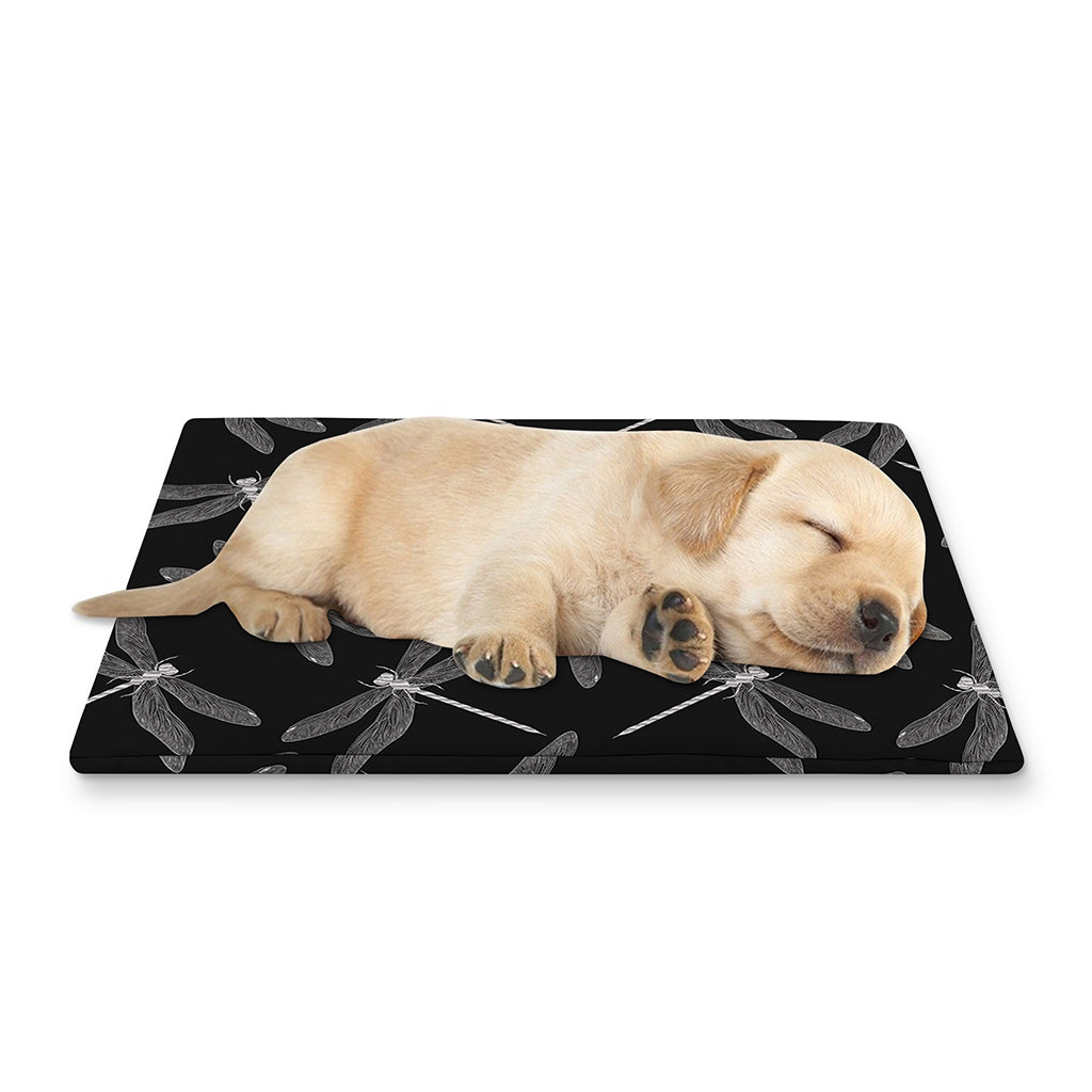 Silver Dragonfly Pattern Print Pet Cooling Mat Cover