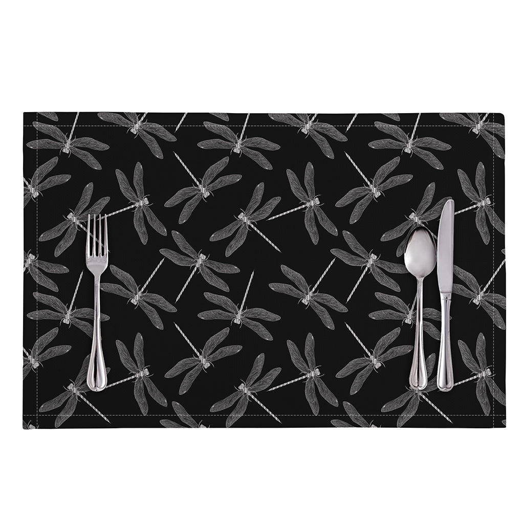 Silver Dragonfly Pattern Print Placemat