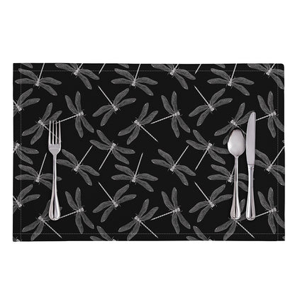 Silver Dragonfly Pattern Print Placemat