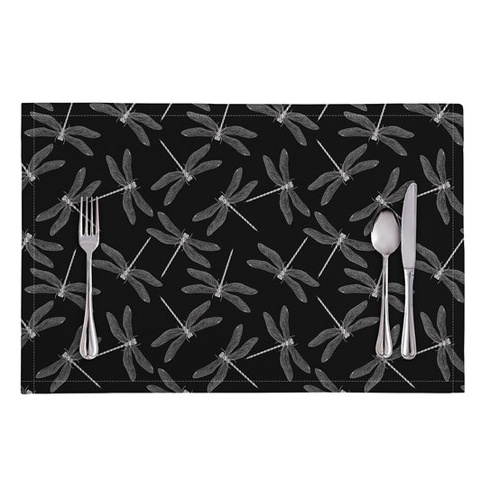 Silver Dragonfly Pattern Print Placemat