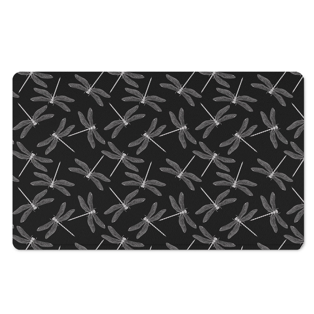 Silver Dragonfly Pattern Print Polyester Doormat