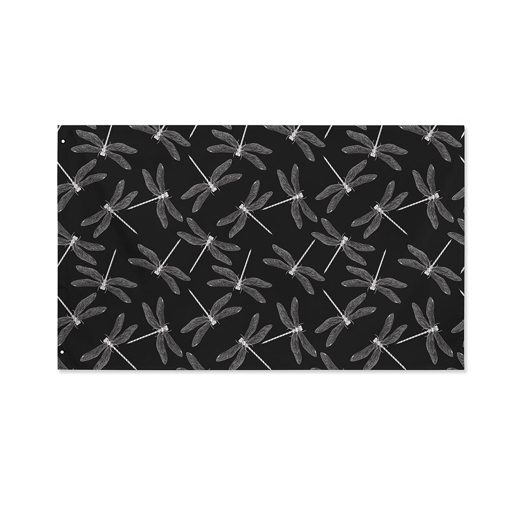 Silver Dragonfly Pattern Print Polyester Flag