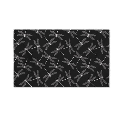 Silver Dragonfly Pattern Print Polyester Flag