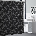 Silver Dragonfly Pattern Print Premium Shower Curtain