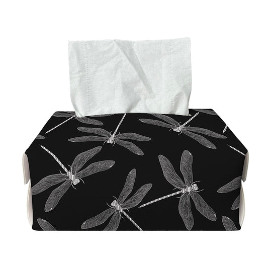 Silver Dragonfly Pattern Print Rectangle Tissue Box Cover