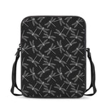 Silver Dragonfly Pattern Print Rectangular Crossbody Bag