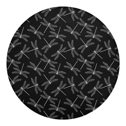 Silver Dragonfly Pattern Print Round Blanket