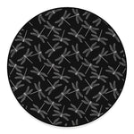 Silver Dragonfly Pattern Print Round Floor Mat