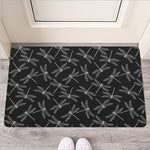 Silver Dragonfly Pattern Print Rubber Doormat