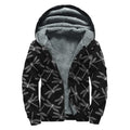 Silver Dragonfly Pattern Print Sherpa Lined Zip Up Hoodie