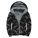 Silver Dragonfly Pattern Print Sherpa Lined Zip Up Hoodie