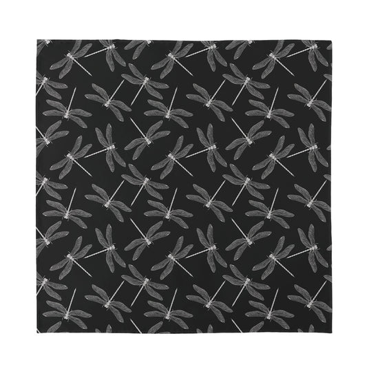 Silver Dragonfly Pattern Print Silk Bandana