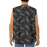 Silver Dragonfly Pattern Print Sleeveless Baseball Jersey