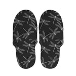 Silver Dragonfly Pattern Print Slippers