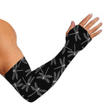 Silver Dragonfly Pattern Print Sun Protection Arm Sleeves