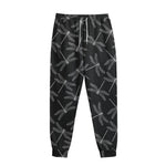 Silver Dragonfly Pattern Print Sweatpants