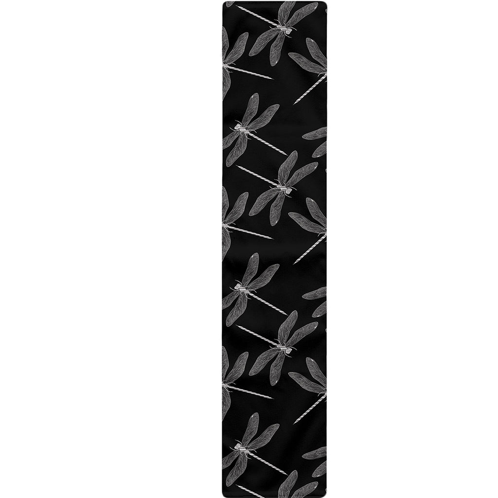Silver Dragonfly Pattern Print Table Runner