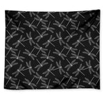 Silver Dragonfly Pattern Print Tapestry