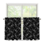 Silver Dragonfly Pattern Print Tier Curtains