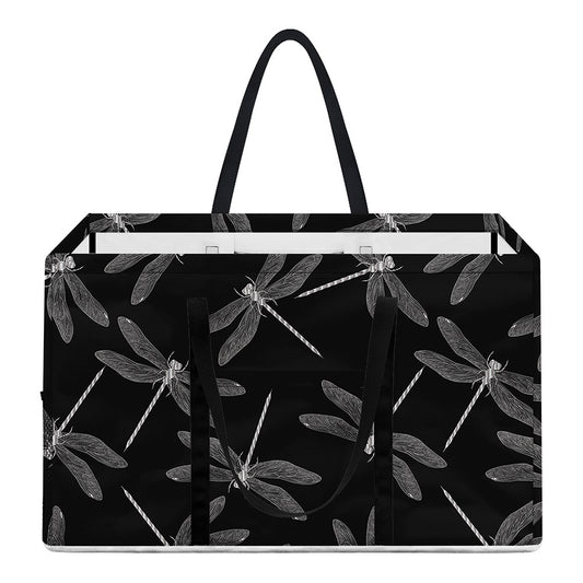 Silver Dragonfly Pattern Print Utility Tote Bag
