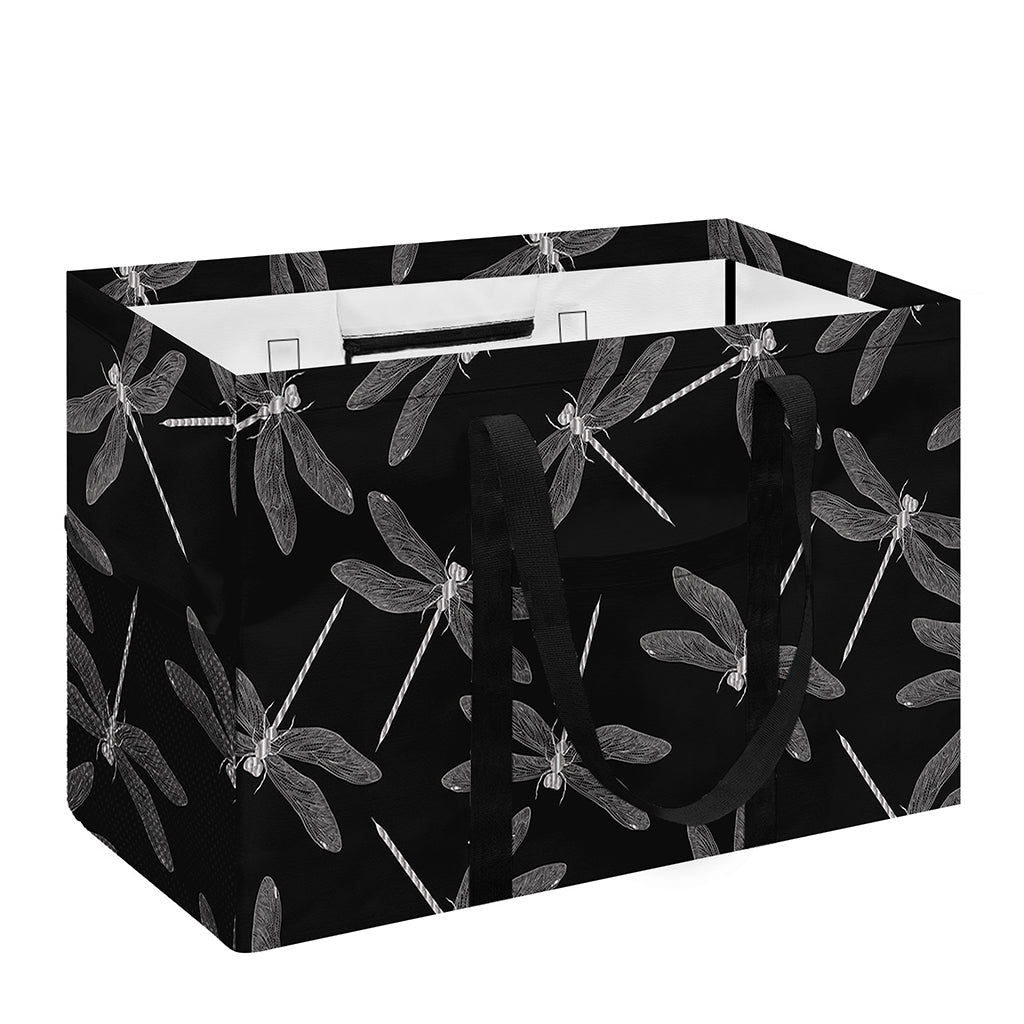 Silver Dragonfly Pattern Print Utility Tote Bag