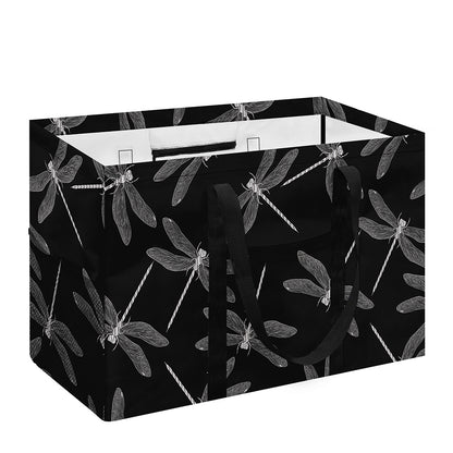 Silver Dragonfly Pattern Print Utility Tote Bag