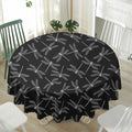 Silver Dragonfly Pattern Print Waterproof Round Tablecloth