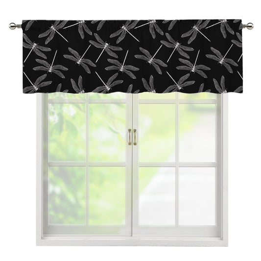 Silver Dragonfly Pattern Print Window Valance