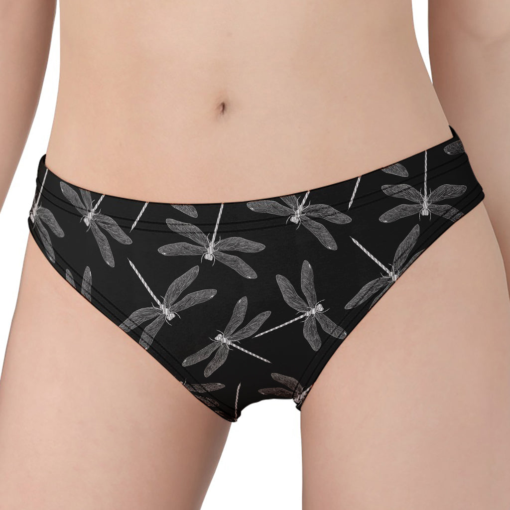 Silver Dragonfly Pattern Print Women's Panties