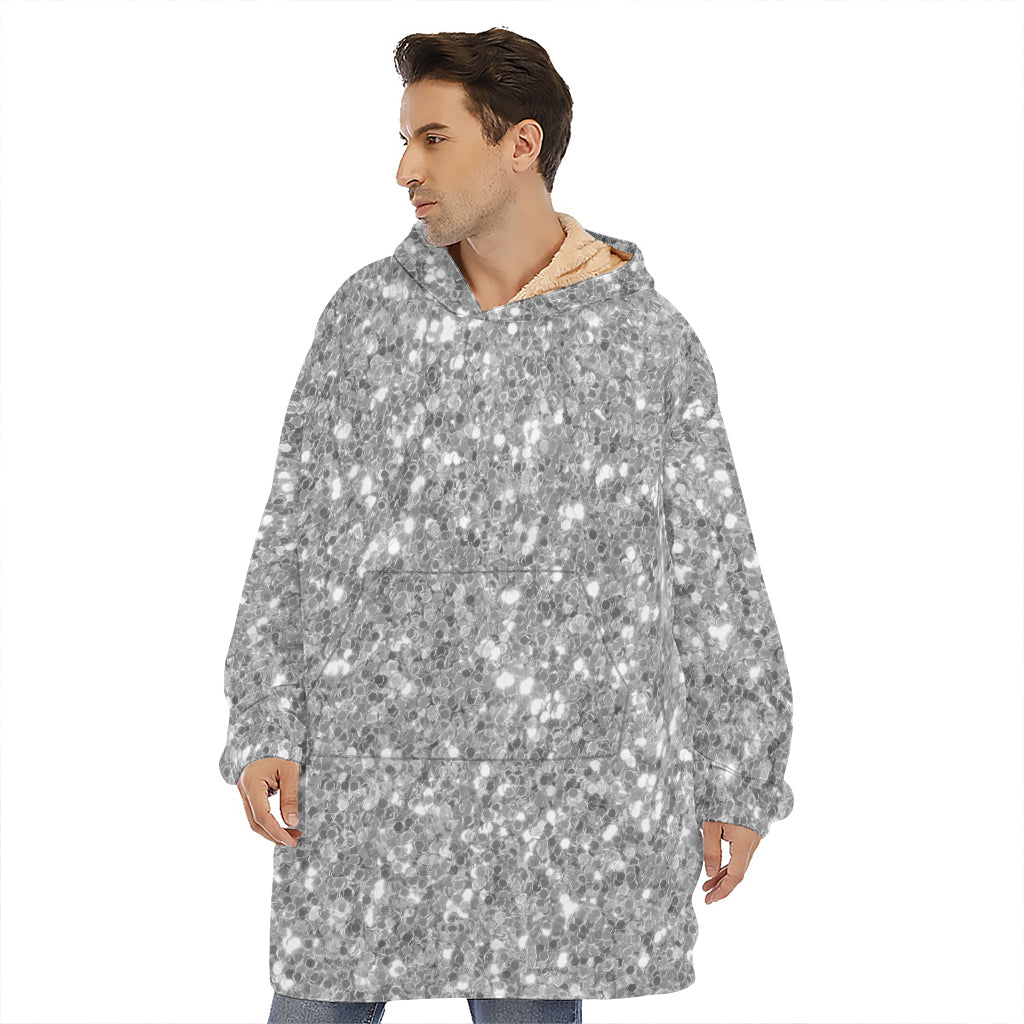 Silver Glitter Artwork Print (NOT Real Glitter) Hoodie Blanket