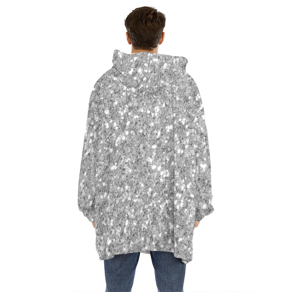 Silver Glitter Artwork Print (NOT Real Glitter) Hoodie Blanket