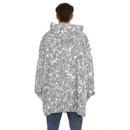 Silver Glitter Artwork Print (NOT Real Glitter) Hoodie Blanket