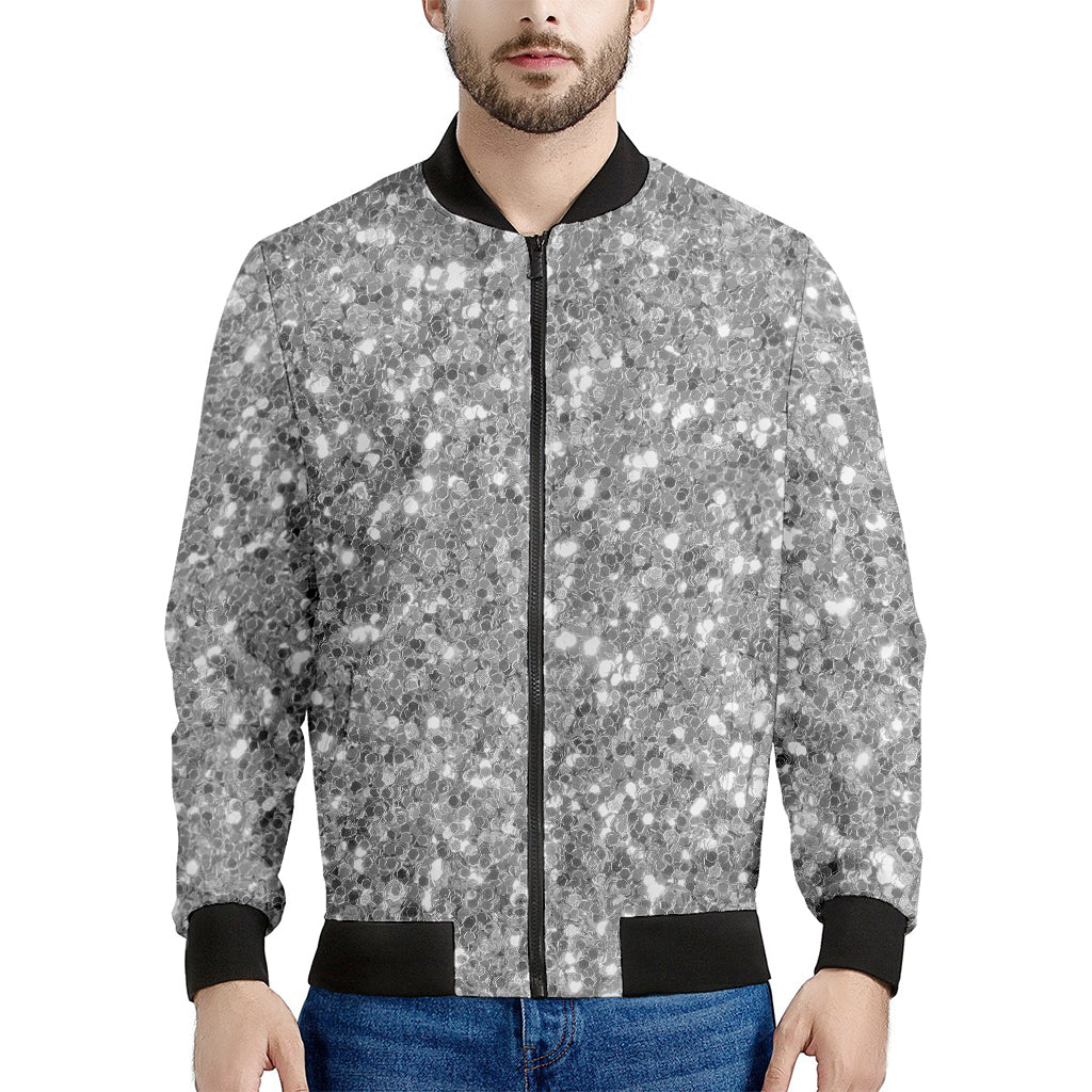 Silver Glitter Artwork Print (NOT Real Glitter) Men's Bomber Jacket