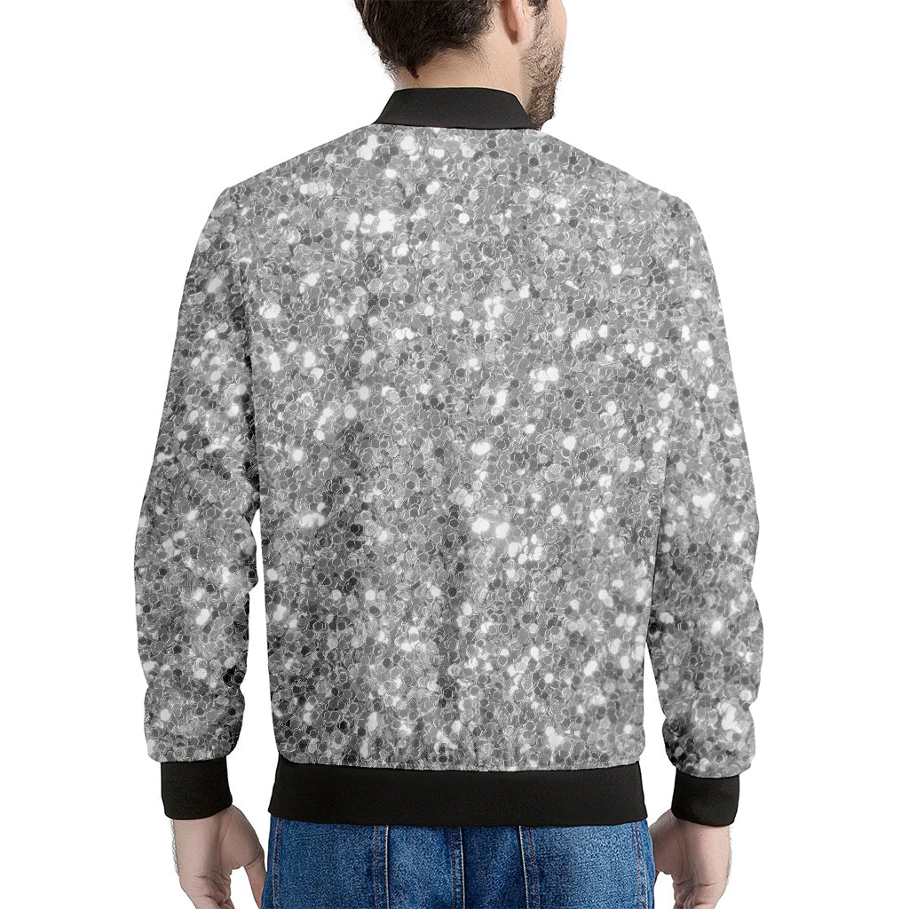 Silver Glitter Artwork Print (NOT Real Glitter) Men's Bomber Jacket