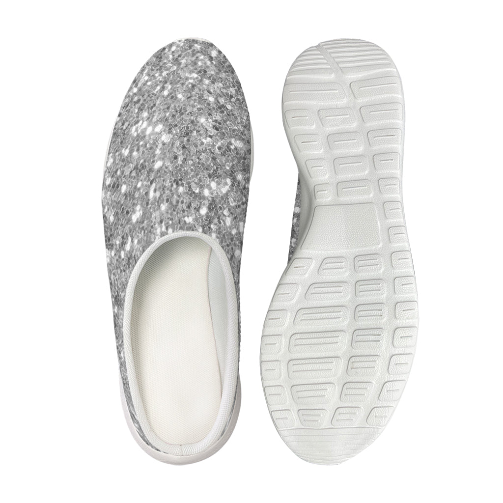 Silver Glitter Artwork Print (NOT Real Glitter) Mesh Casual Shoes