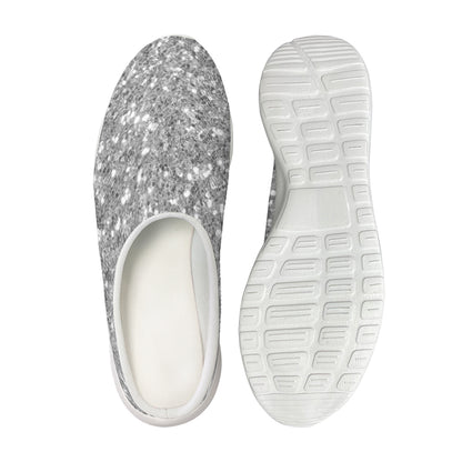 Silver Glitter Artwork Print (NOT Real Glitter) Mesh Casual Shoes