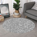 Silver Glitter Artwork Print (NOT Real Glitter) Round Rug
