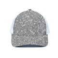 Silver (NOT Real) Glitter Print White Mesh Trucker Hat