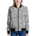 Silver Glitter Artwork Print (NOT Real Glitter) Women's Bomber Jacket