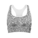 Silver Glitter Artwork Print (NOT Real Glitter) Women's Sports Bra