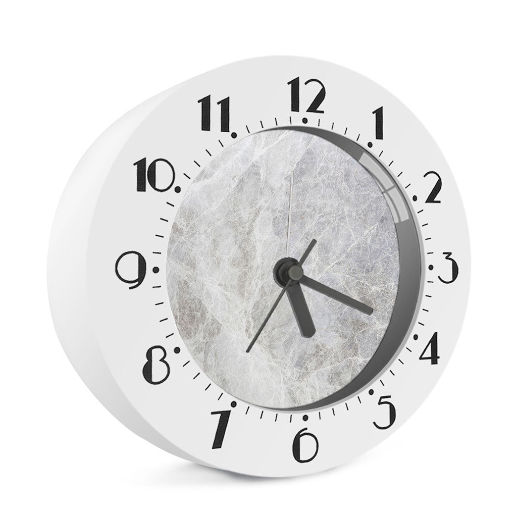 Silver Grey Marble Print Alarm Clock
