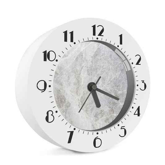 Silver Grey Marble Print Alarm Clock