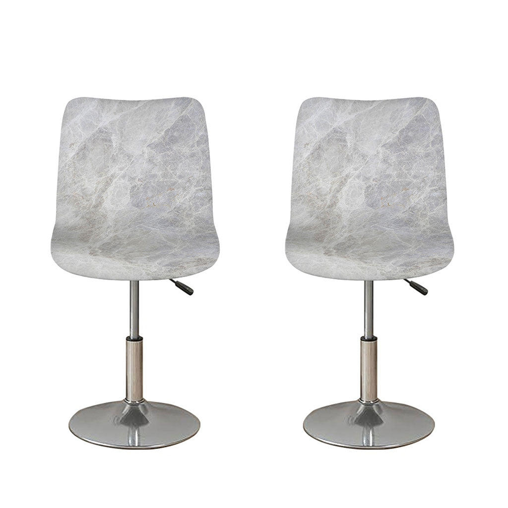 Silver Grey Marble Print Bar Stool Covers