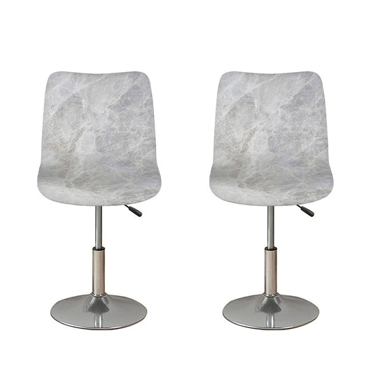 Silver Grey Marble Print Bar Stool Covers