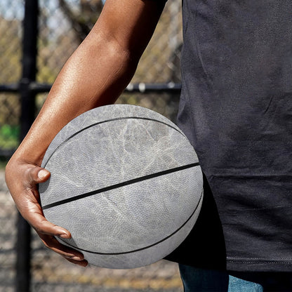 Silver Grey Marble Print Basketball