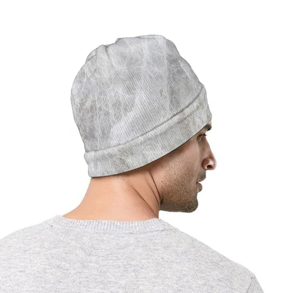 Silver Grey Marble Print Beanie