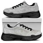 Silver Grey Marble Print Black Chunky Shoes