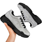 Silver Grey Marble Print Black Chunky Shoes