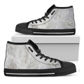 Silver Grey Marble Print Black High Top Sneakers